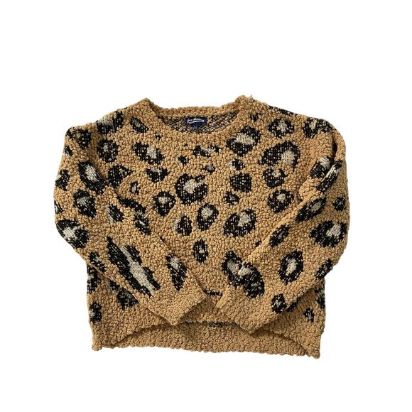 Freshman 1996 Nubby Texture Leopard Print Crew Neck Sweater Size Large - Picture 1 of 5